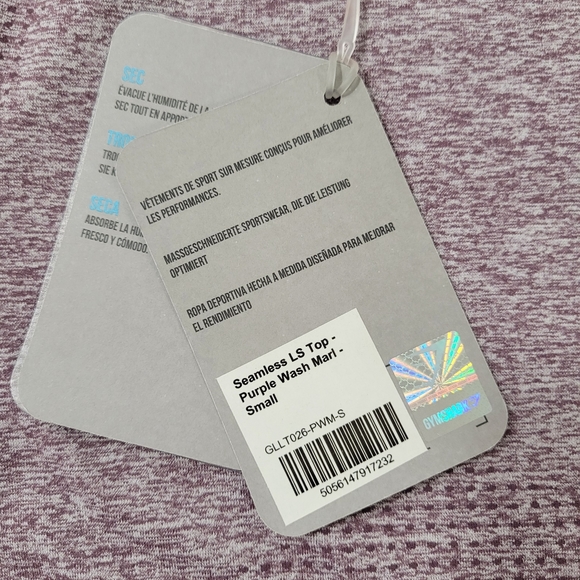 Gymshark Vital workout Athletic seamless longsleeves top purple wash marl small - Picture 8 of 12